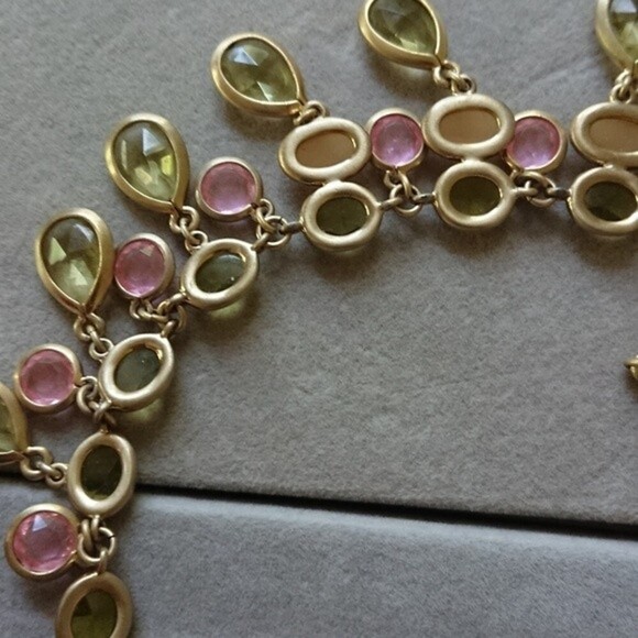 Talbots Multi Color Lucite Bezel Stones Goldtone Necklace - Picture 7 of 8